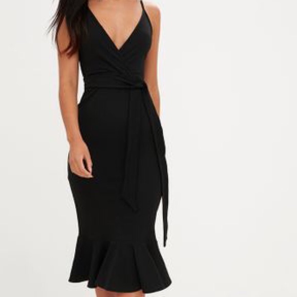 black strappy tie waist fishtail midi dress Black Tie Waist Strappy Split Leg Midi Dress  AX Paris
